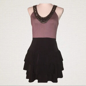 LUSH Sz M Purple/Black w/Beaded Neckline Dress